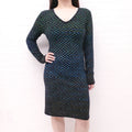 M MISSONI BLUE AND GREEN KNIT OMBRE LONG SLEEVE DRESS - SIZE 44