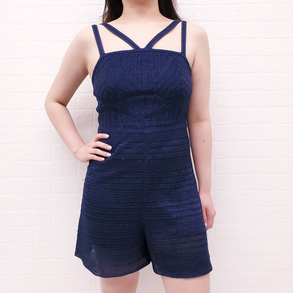 M MISSONI BLUE METALLIC ROMPER - SIZE S