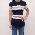 M MISSONI NAVY RIBBED TIE DYE T-SHIRT - SIZE 44