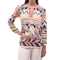M MISSONI ORANGE PATTERNED BLOUSE - SIZE 6