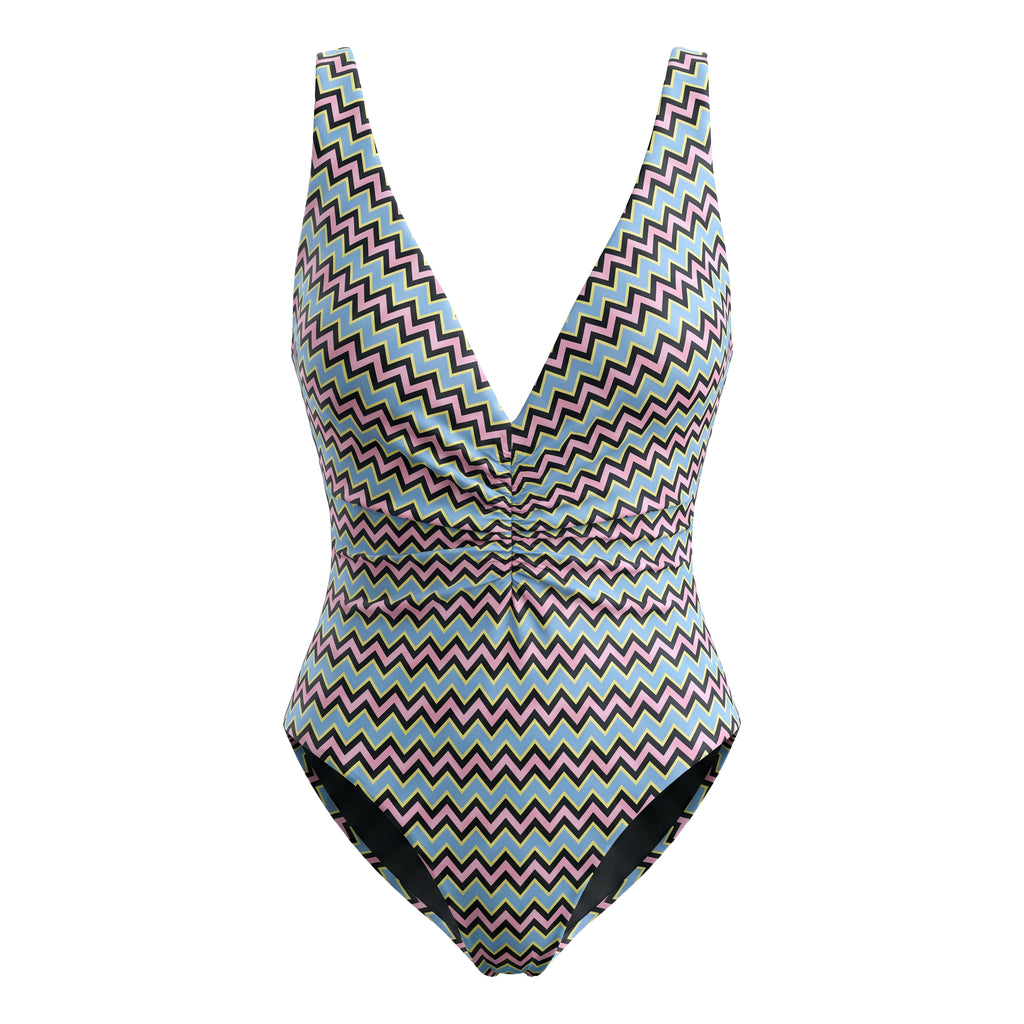 M MISSONI ROUCHED ZIG ZAG SWIMSUIT - SIZE 38