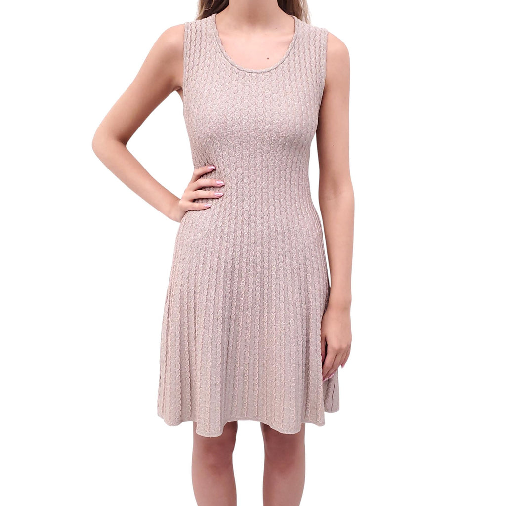 M MISSONI TAUPE SHIMMER KNIT DRESS - SIZE 46