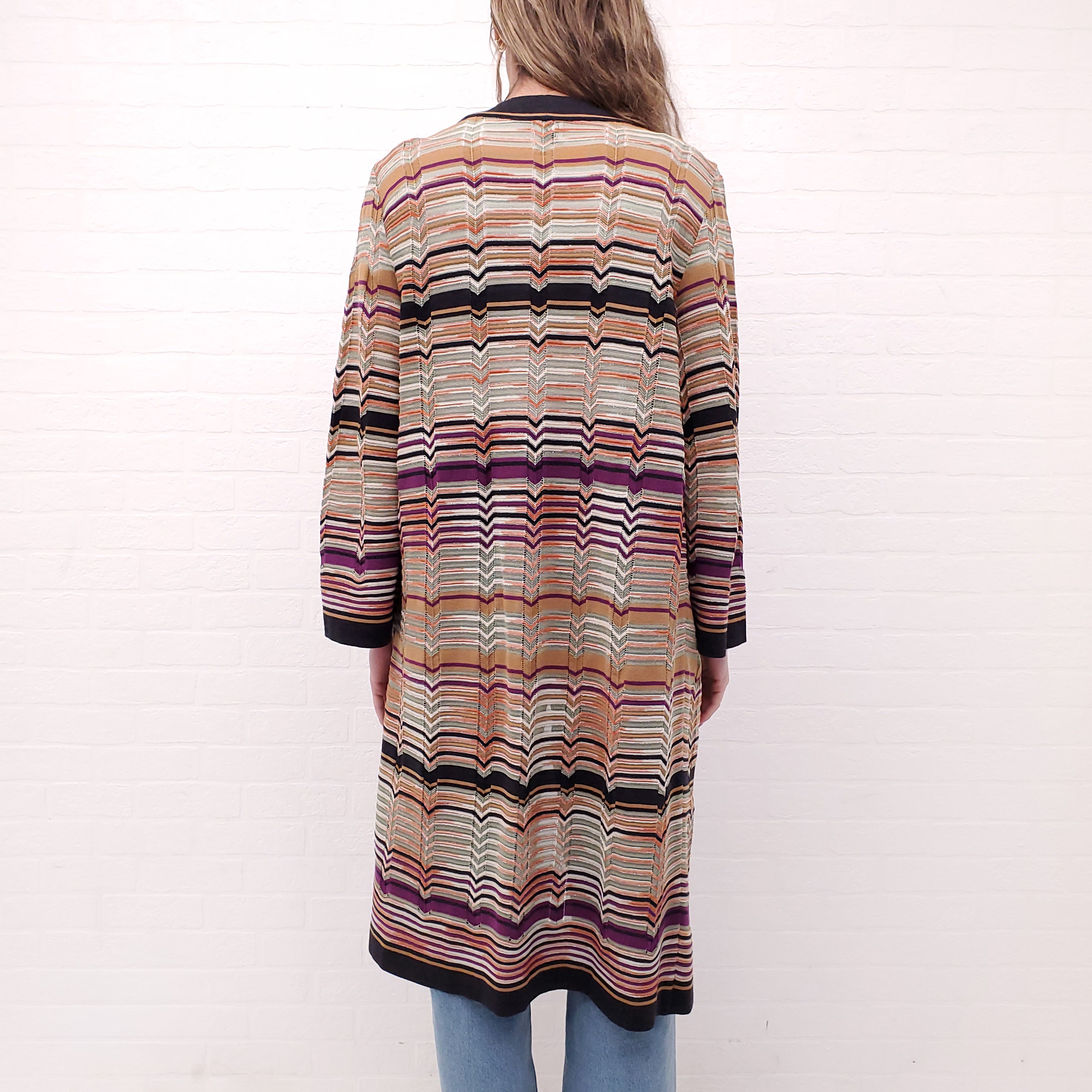 M MISSONI BROWN PATTERNED CARDIGAN - SIZE 50