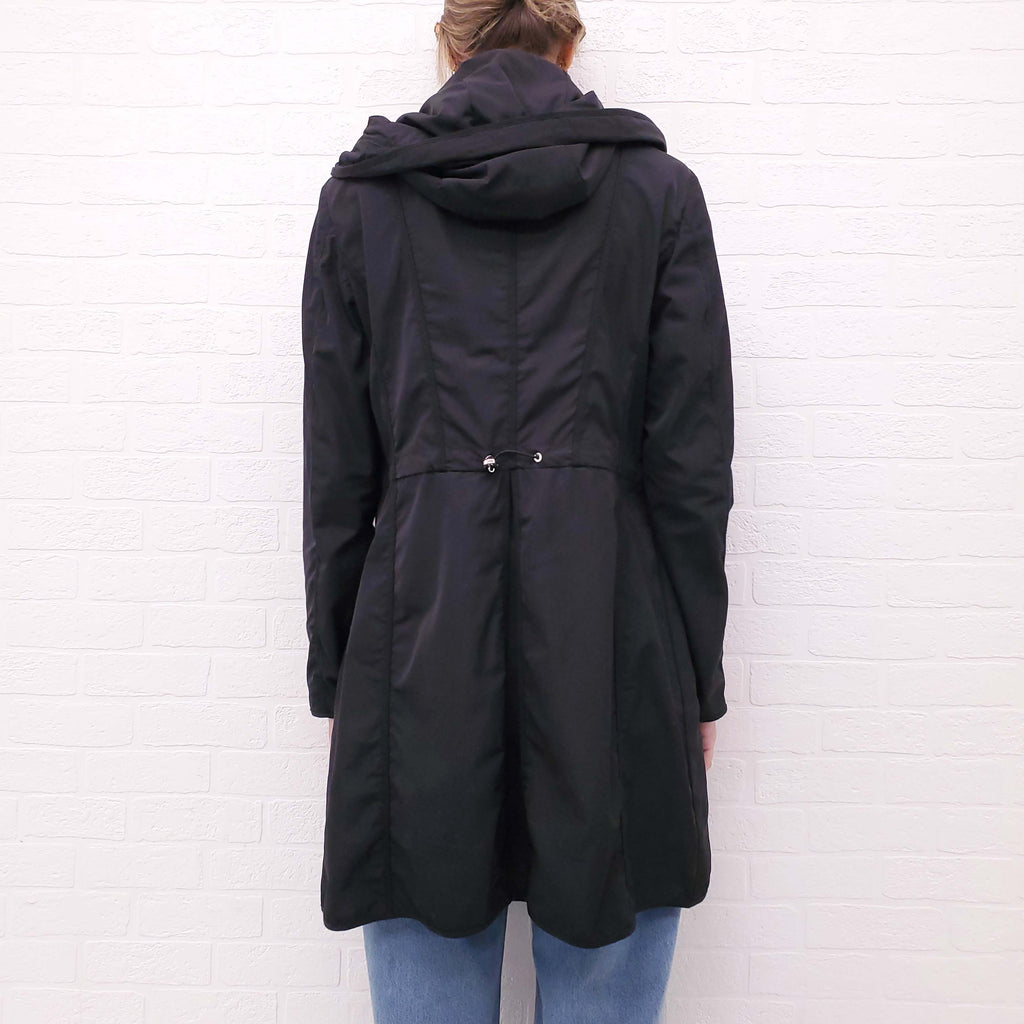 MONCLER BLACK LONG WINDBREAKER JACKET - SIZE 4/XL