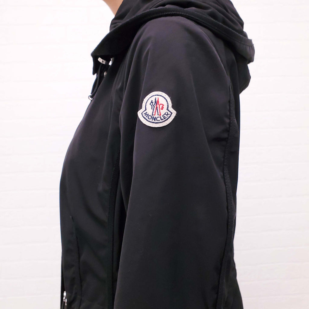 MONCLER BLACK LONG WINDBREAKER JACKET - SIZE 4/XL