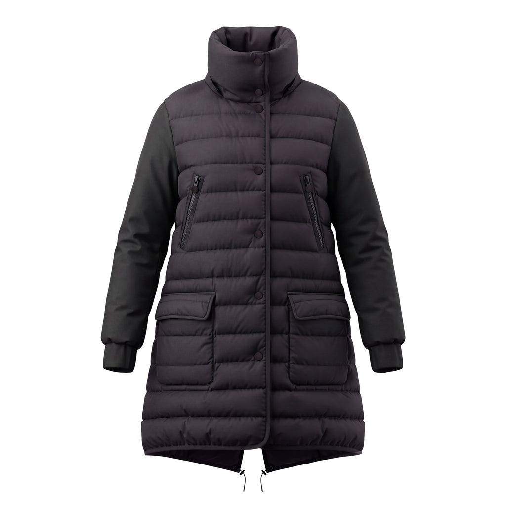 MONCLER BLACK PUFFER JACKET WITH NYLON SLEEVE - SIZE 1