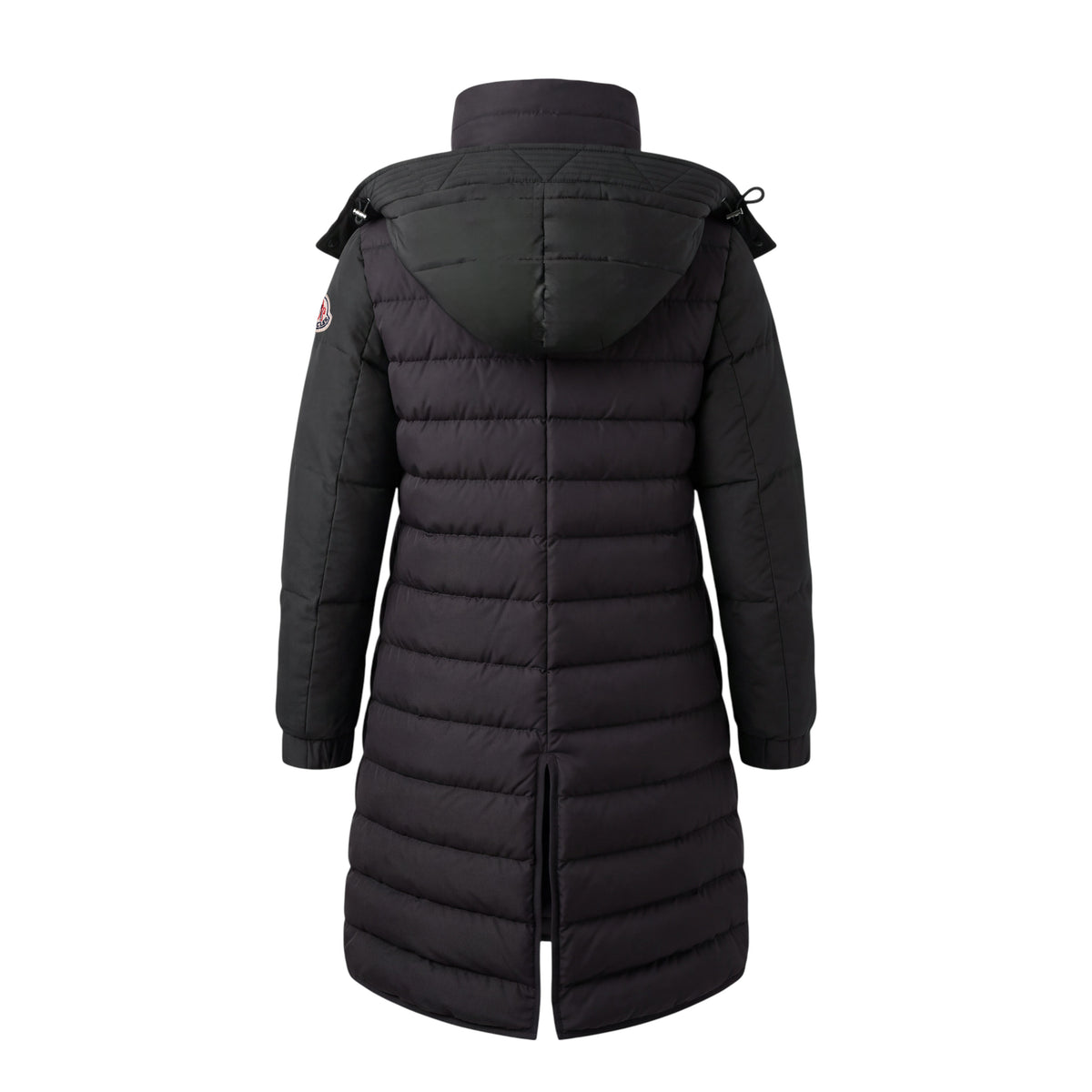 MONCLER BLACK PUFFER JACKET WITH NYLON SLEEVE - SIZE 1