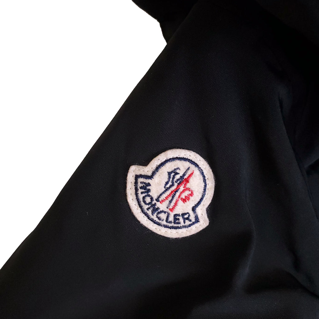 MONCLER BLACK PUFFER JACKET WITH NYLON SLEEVE - SIZE 1