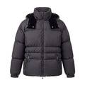 MONCLER BLACK PUFFER JACKET WITH VELVET HOOD DETAIL - SIZE 2