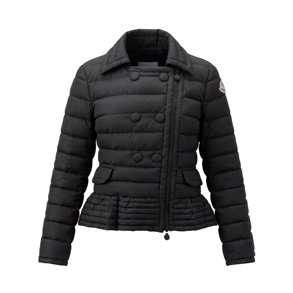 MONCLER DOWN JACKET WITH PEPLUM RUFFLE DETAIL - SIZE 2