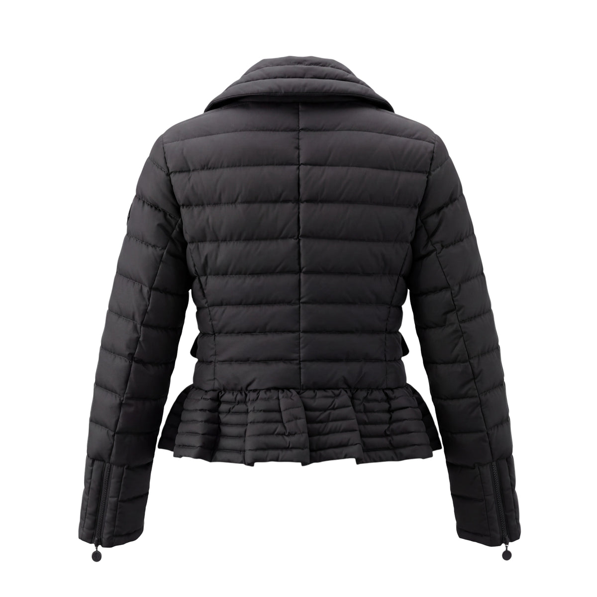 MONCLER DOWN JACKET WITH PEPLUM RUFFLE DETAIL - SIZE 2