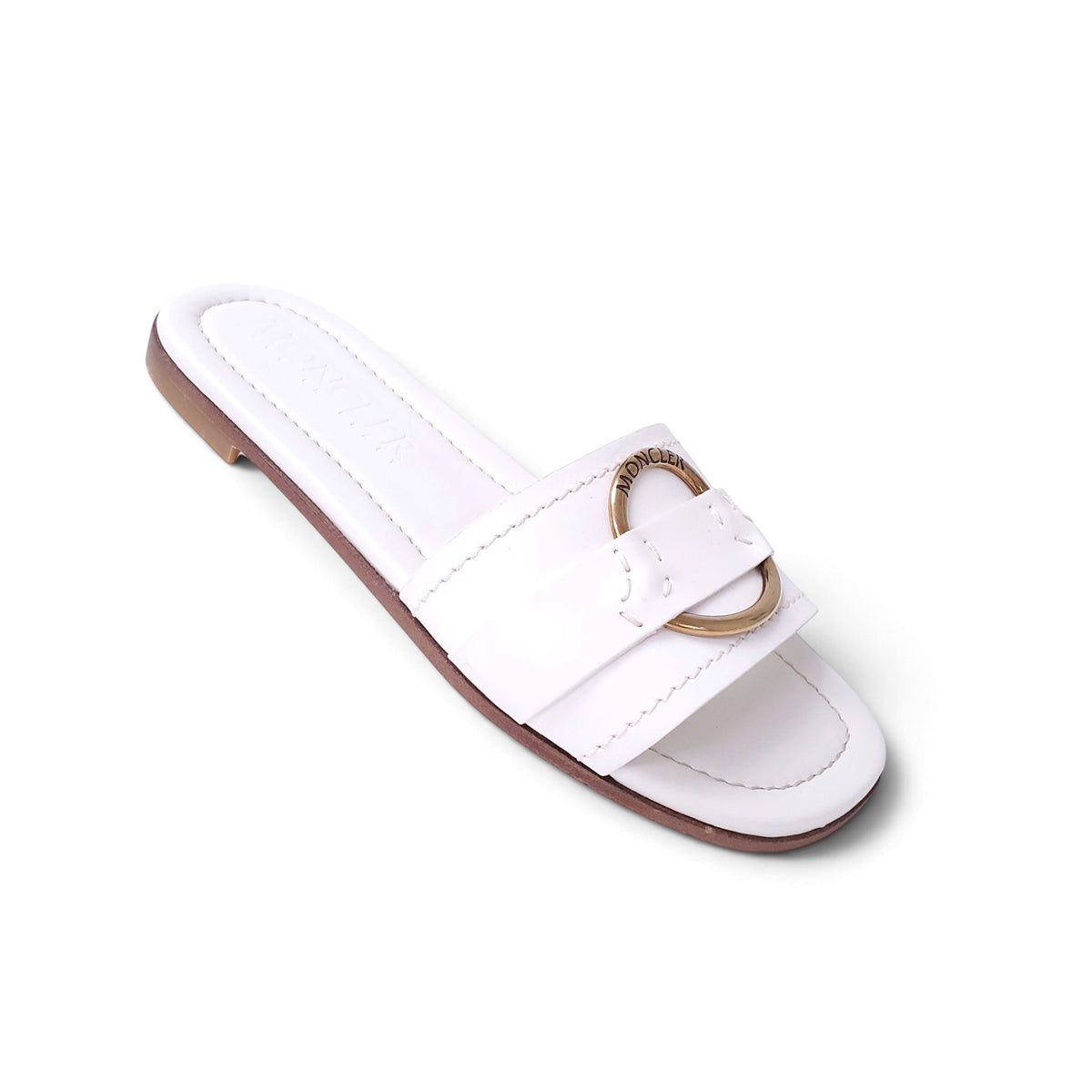 MONCLER GOLD CIRCLE LEATHER SANDALS - SIZE 39