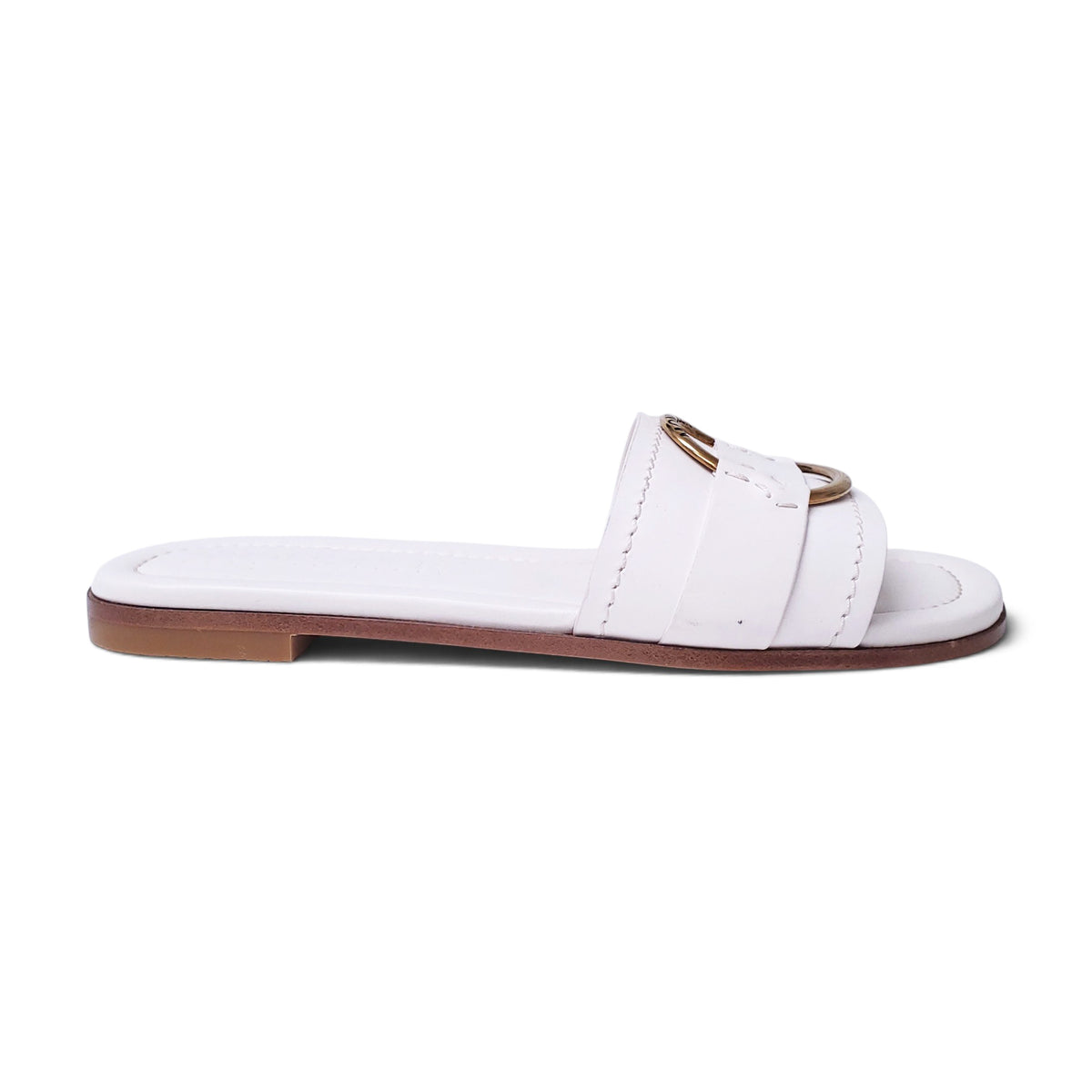 MONCLER GOLD CIRCLE LEATHER SANDALS - SIZE 39