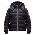 MONCLER HOODED SHORT DOWN JACKET WITH STRIPED DETAIL - SIZE 4