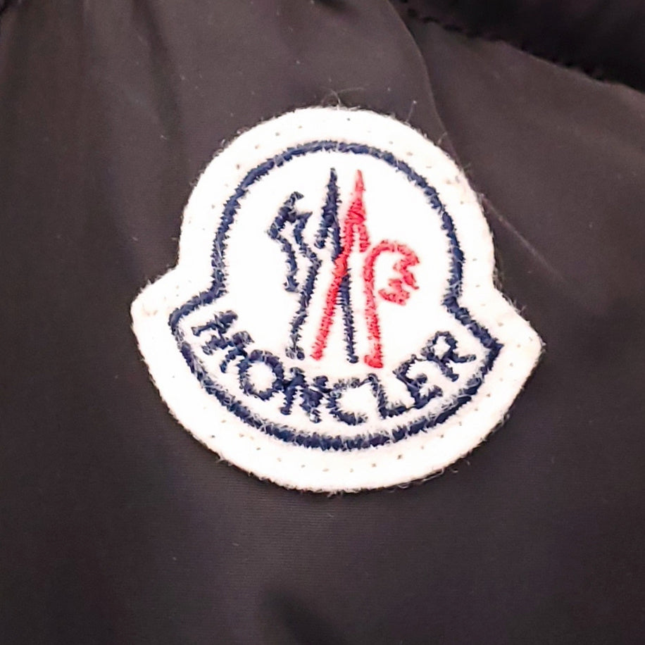 MONCLER LONG BLACK COAT WITH  SILVER ZIPPER DETAILS  - SIZE 2