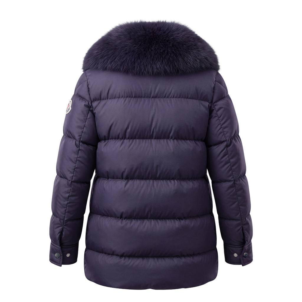 MONCLER NAVY JACKET WITH FUR - SIZE 0