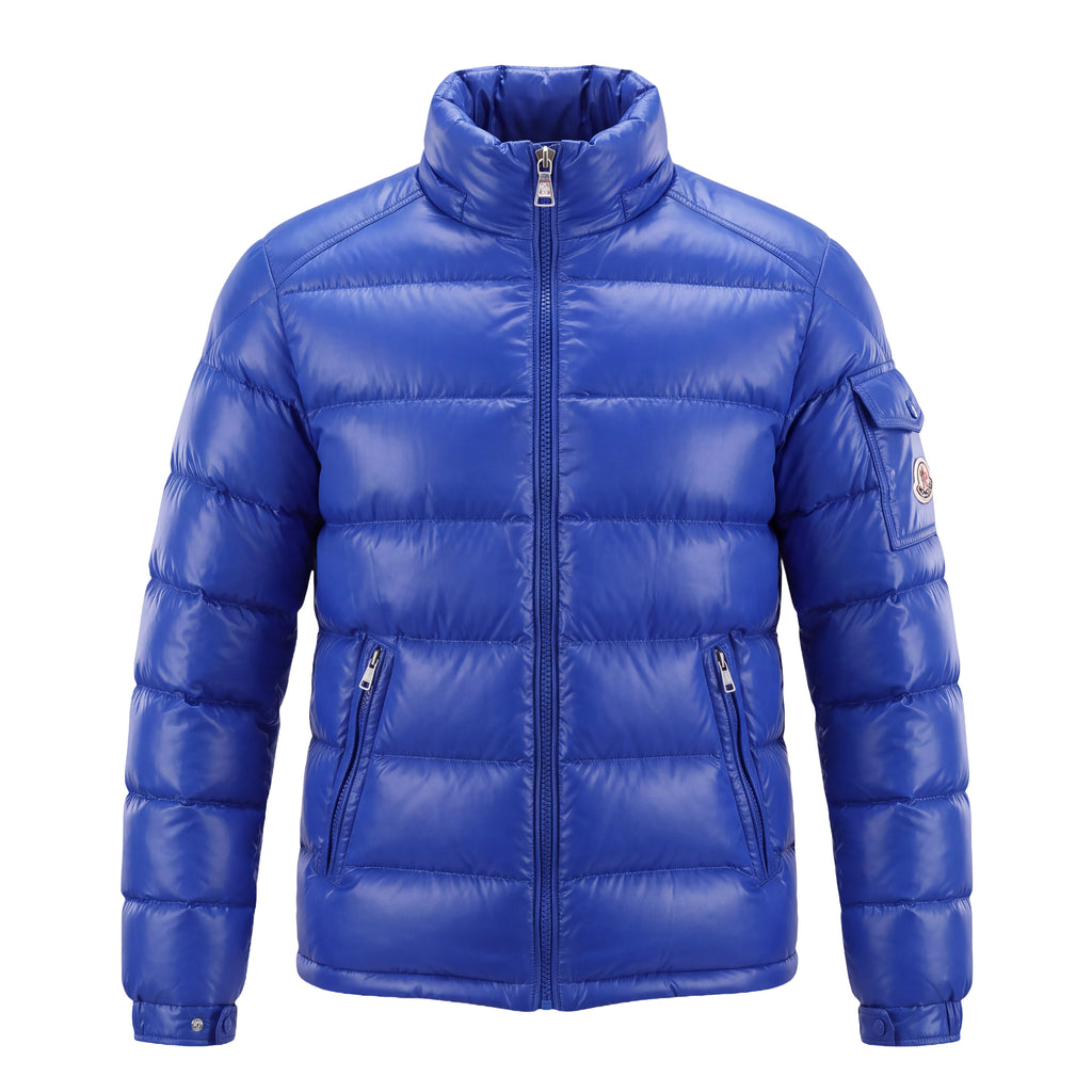 MONCLER ROYAL BLUE PUFFER JACKET WITH LOGO - SIZE 14A