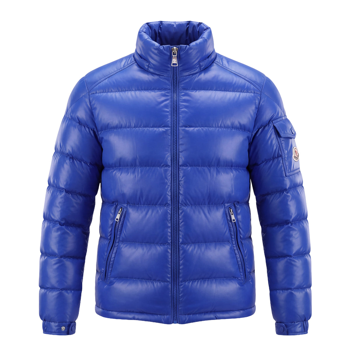 MONCLER ROYAL BLUE PUFFER JACKET WITH LOGO - SIZE 14A
