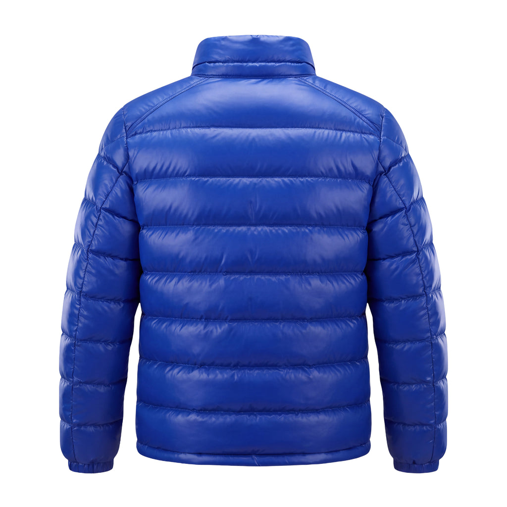 MONCLER ROYAL BLUE PUFFER JACKET WITH LOGO - SIZE 14A