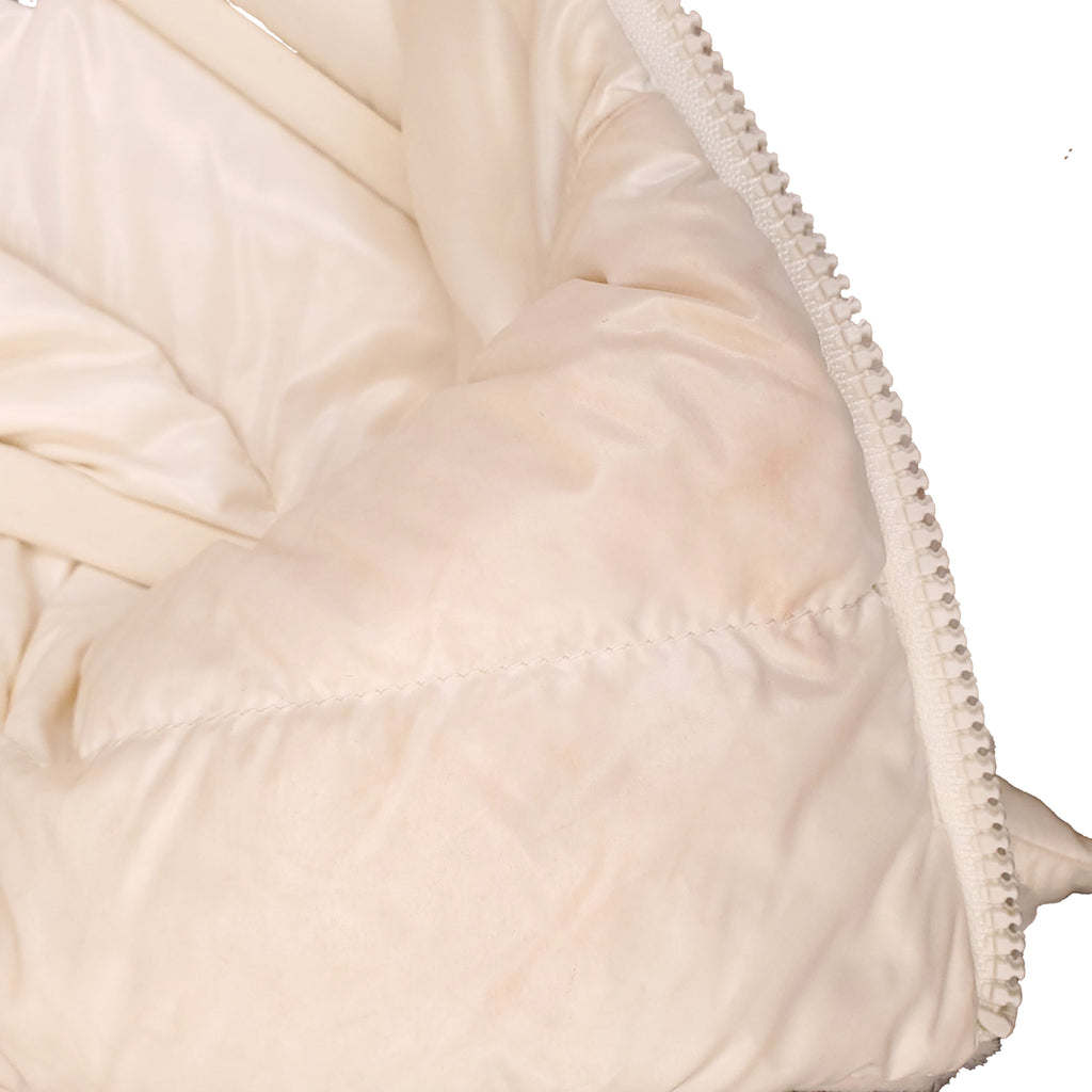 MONCLER WHITE FARE FAUX-FUR DOWN JACKET - SIZE 4