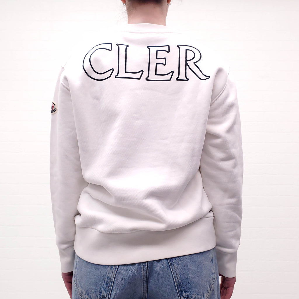 MONCLER WHITE LOGO SWEATSHIRT - SIZE S