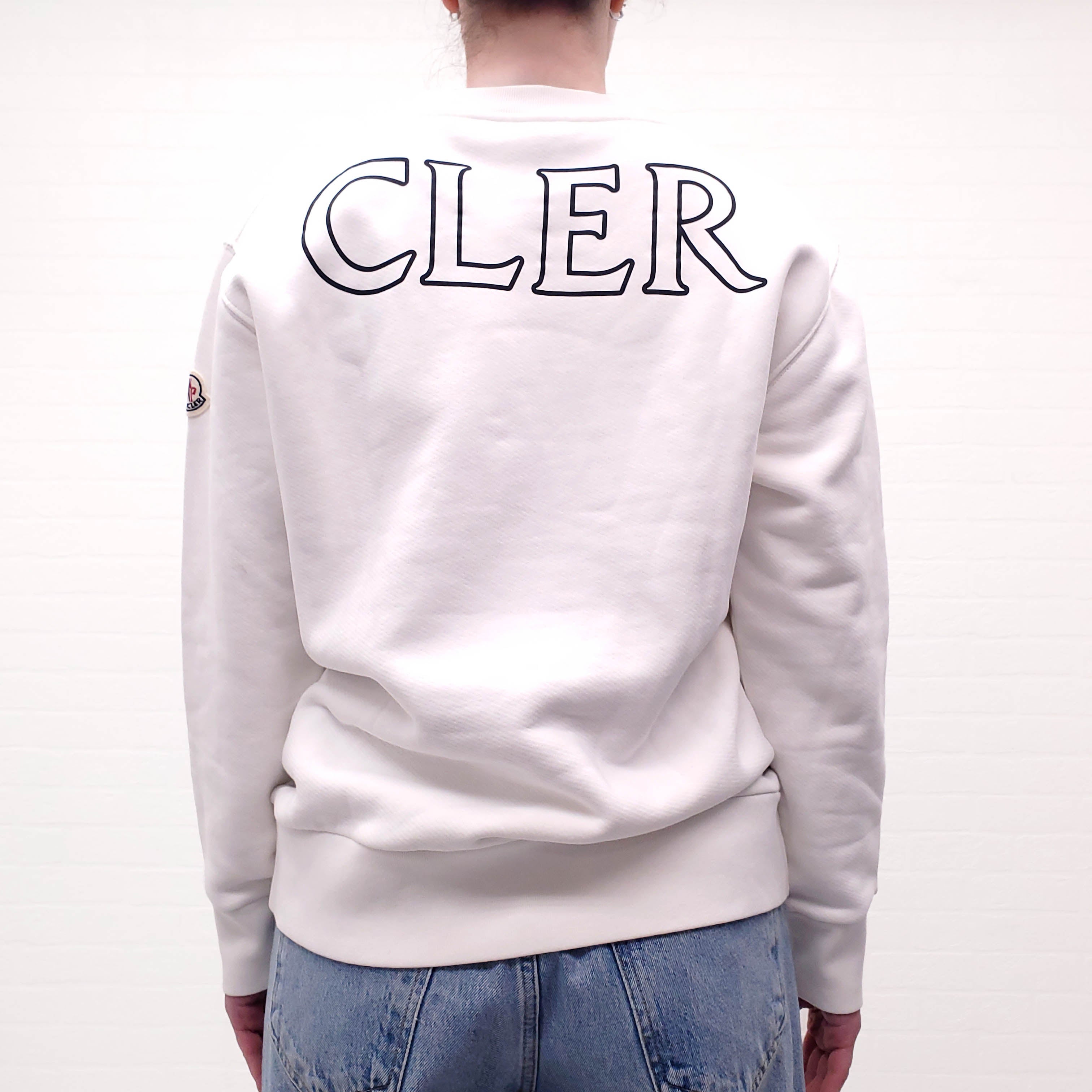 MONCLER WHITE LOGO SWEATSHIRT - SIZE S