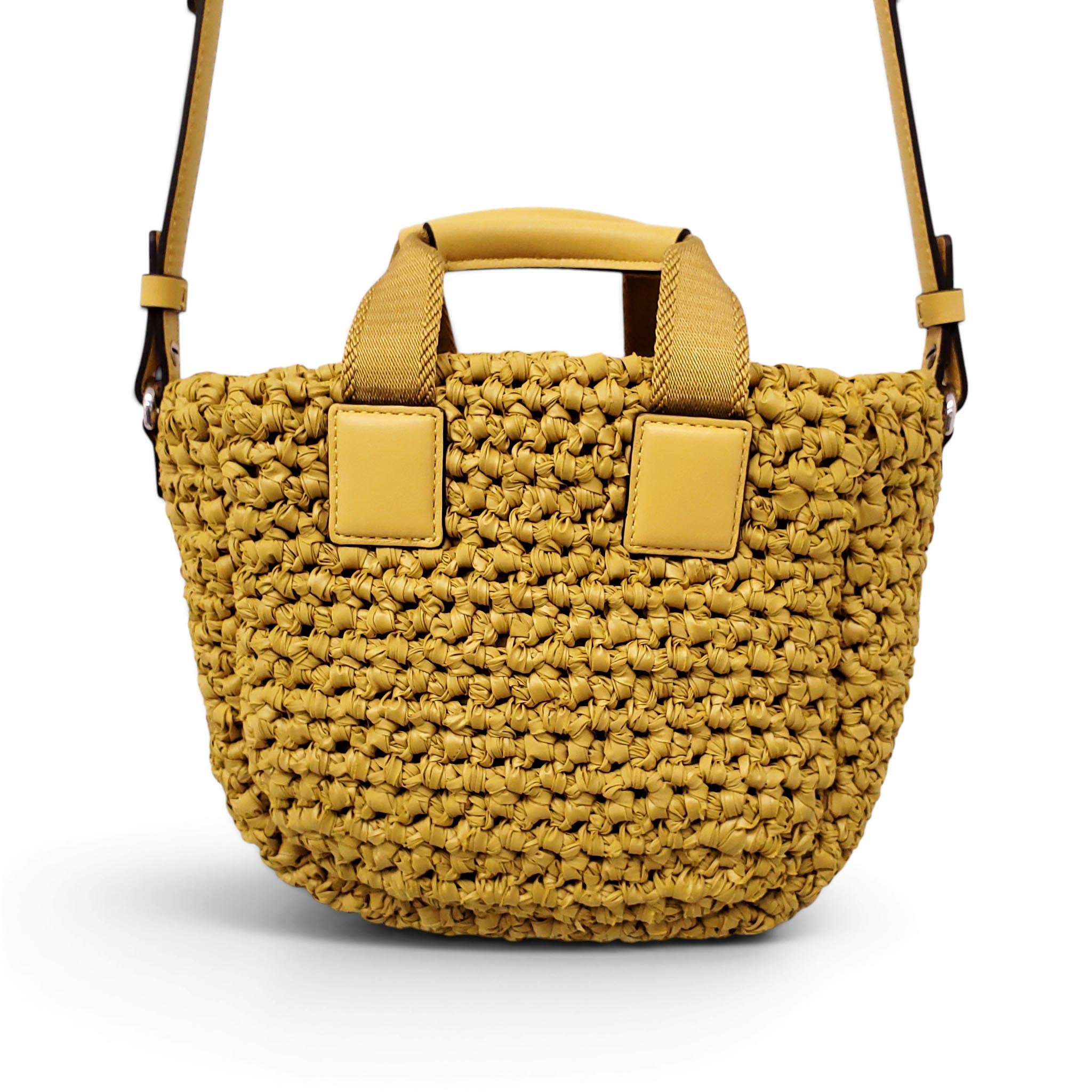 MONCLER YELLOW WOVEN CROSSBODY BAG