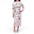 MONIQUE LHUILLIER WHITE EMBROIDERED FLORAL DRESS - SIZE 6