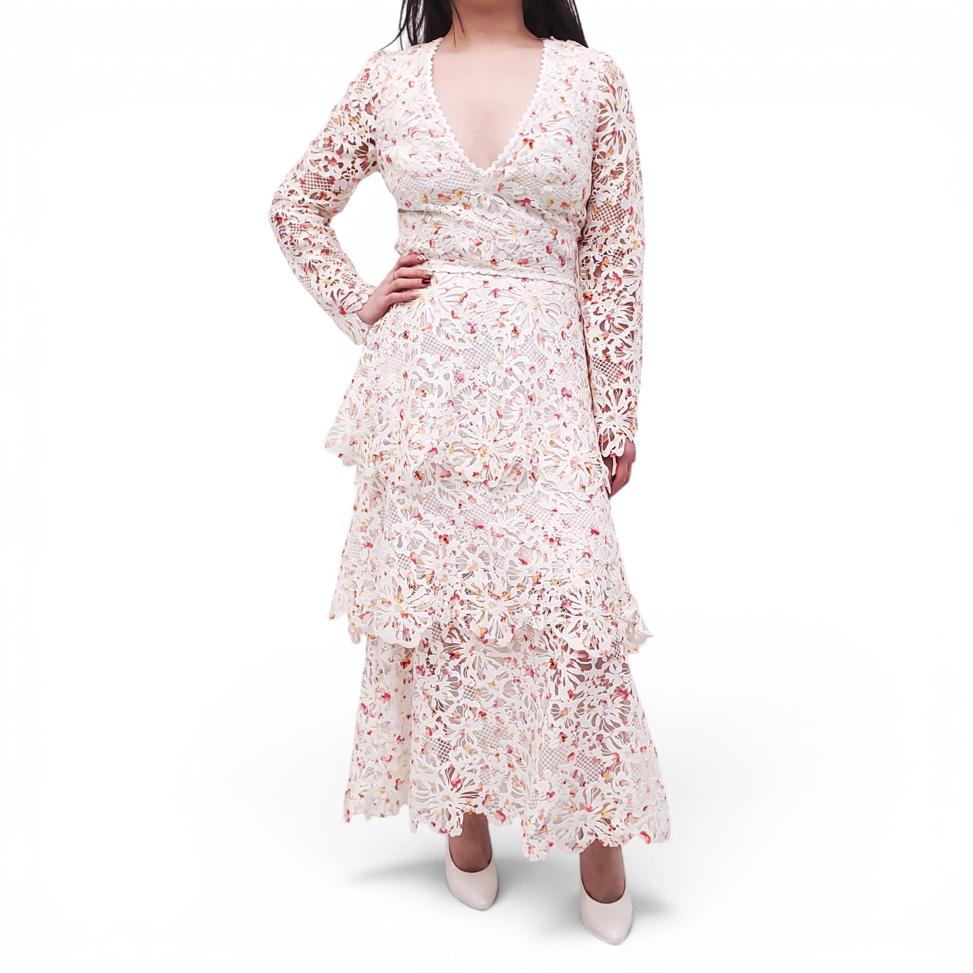 MONIQUE LHUILLIER WHITE LACE EYELET DRESS - SIZE US 6 Rewind Couture MONIQUE LHUILLIER WHITE LACE EYELET DRESS - SIZE US 6 Rewind Couture