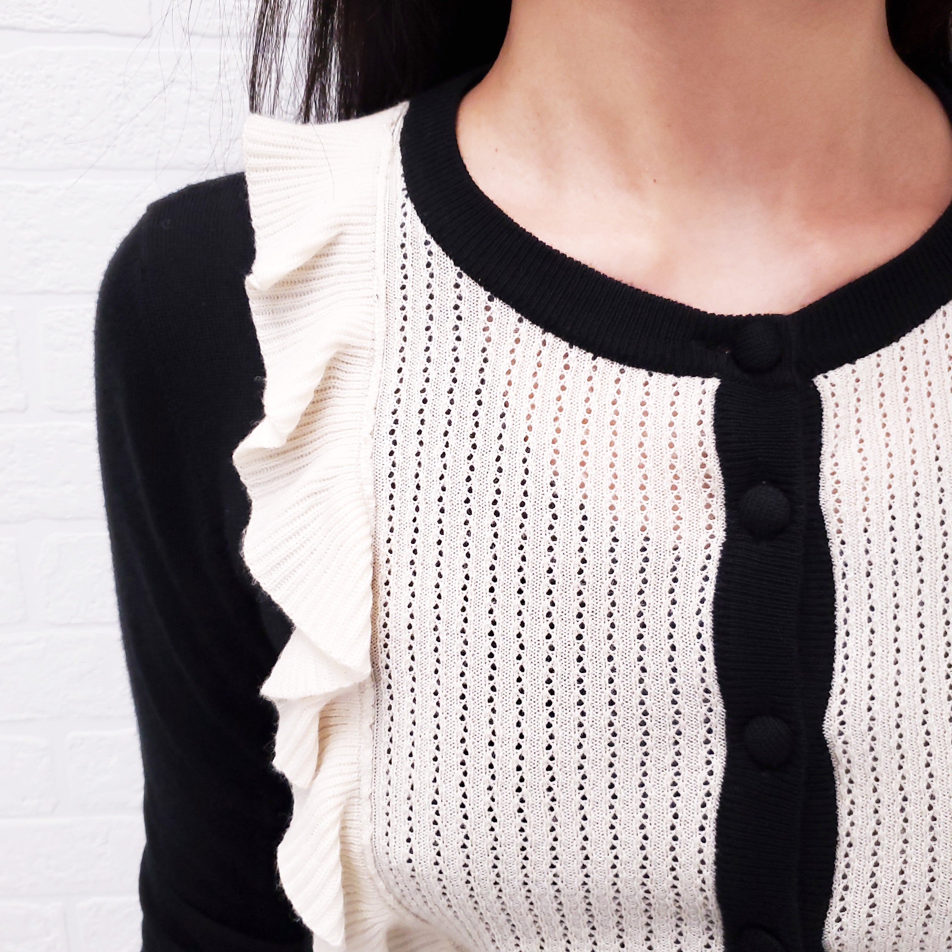 MOSCHINO BLACK AND CREAM CARDIGAN - SIZE 6