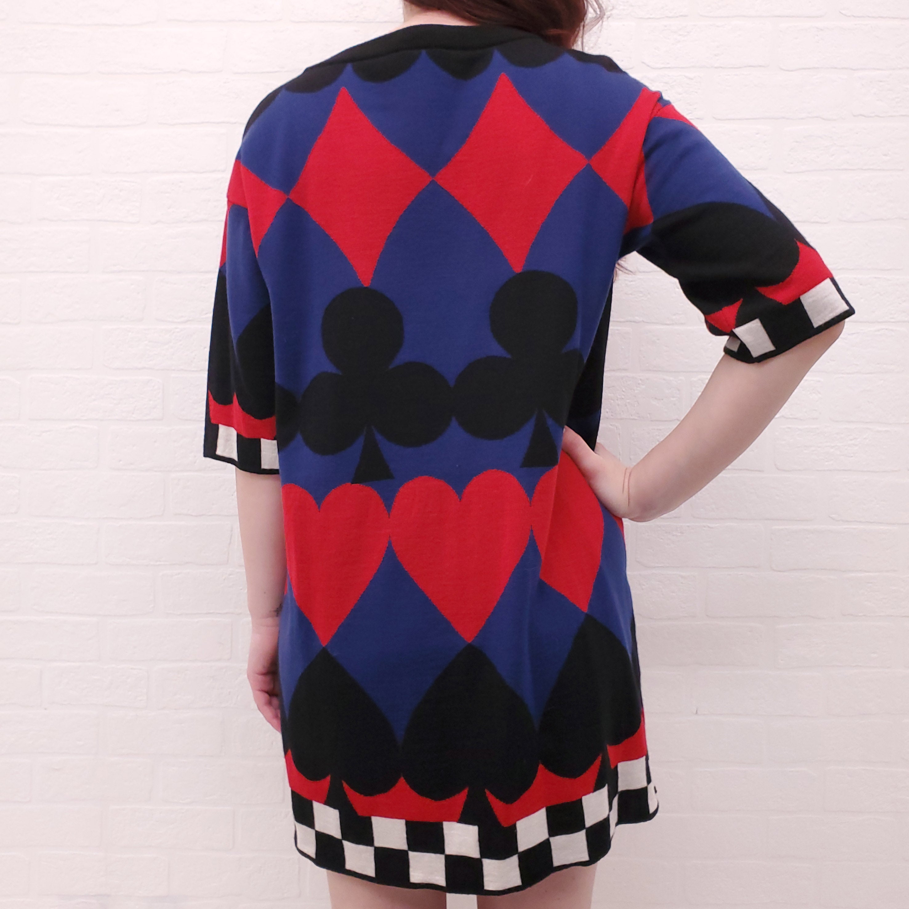 MOSCHINO BOUTIQUE HOUSE OF CARDS SWEATER DRESS - SIZE S