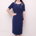 MOSCHINO BOUTIQUE NAVY SEWING DRESS - SIZE 10