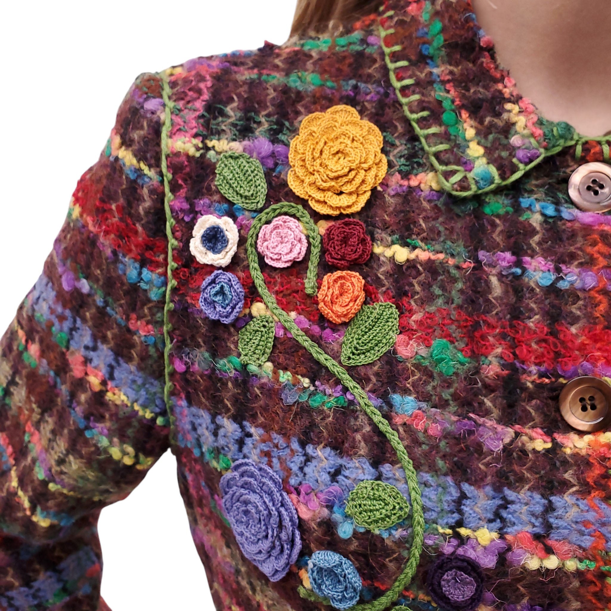 MOSCHINO COUTURE MULTICOLOURED CROCHET TWEED JACKET - SIZE 6