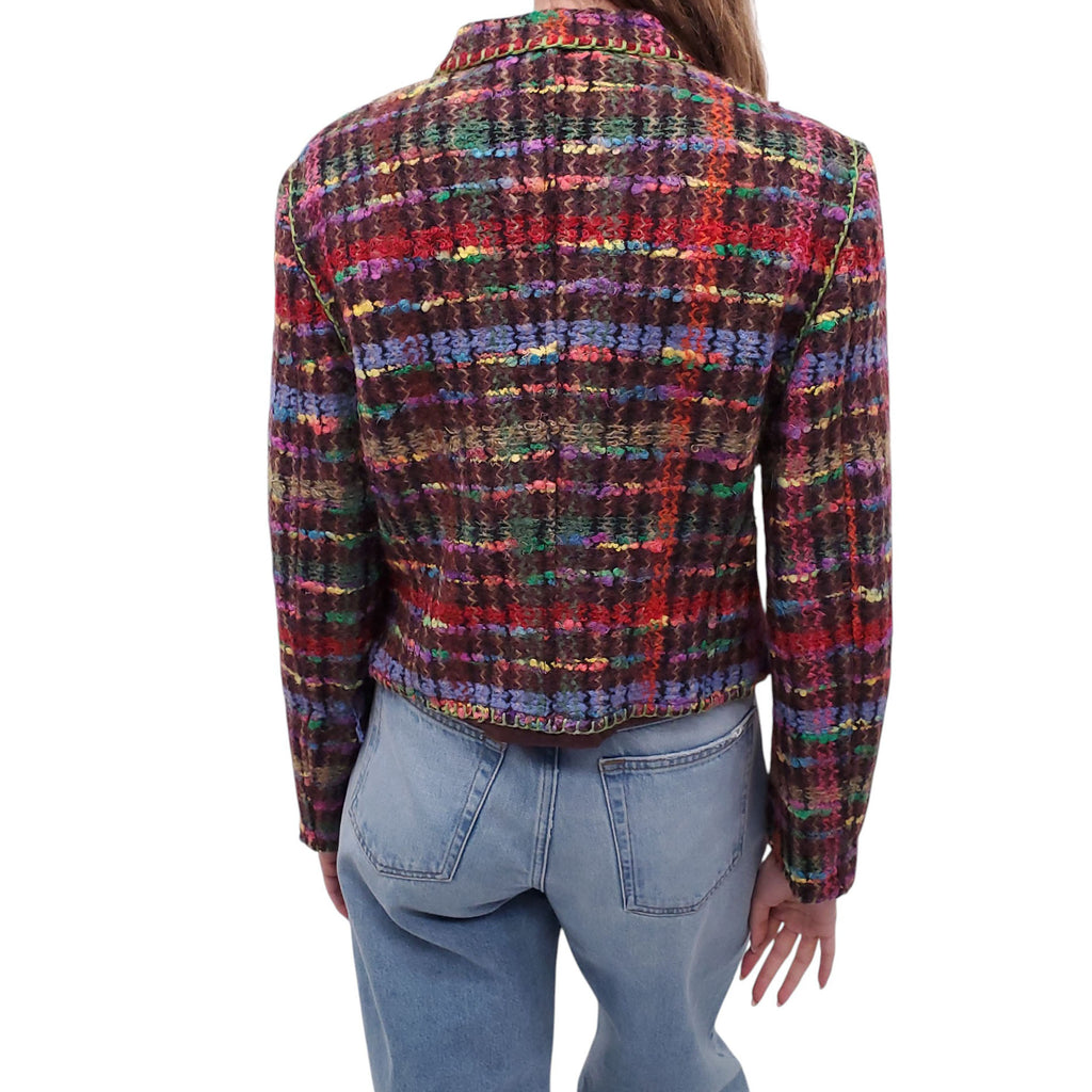 MOSCHINO COUTURE MULTICOLOURED CROCHET TWEED JACKET - SIZE 6
