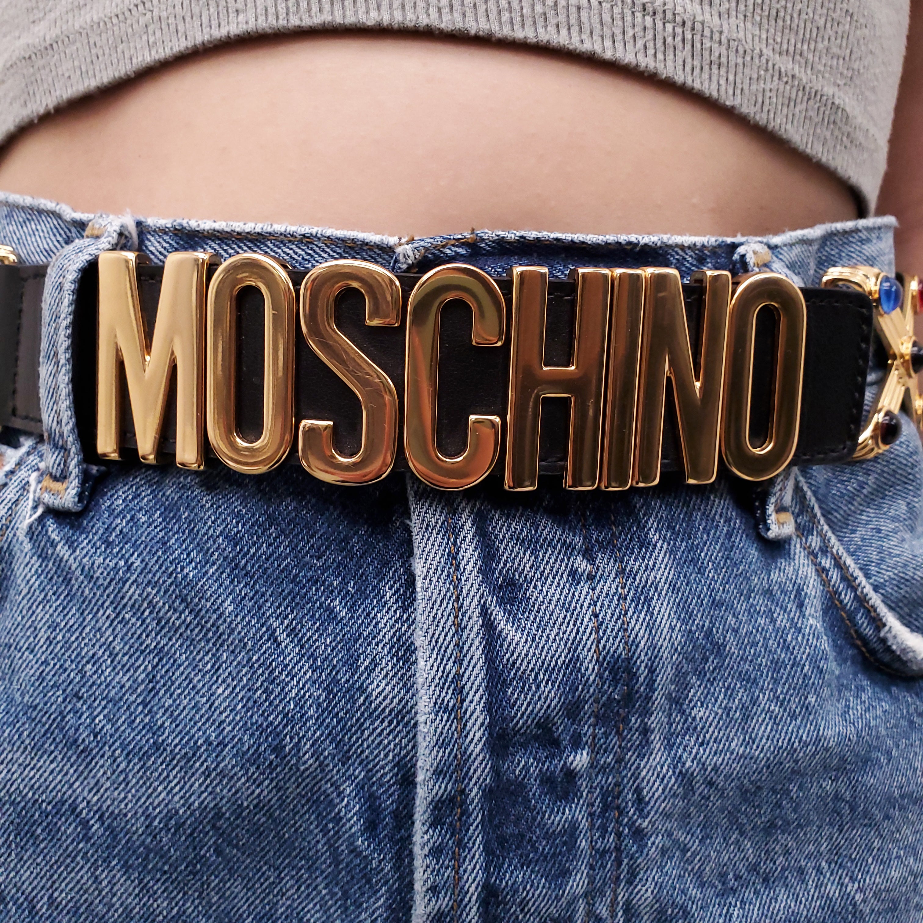 MOSCHINO JEWELLED BELT WITH LOGO - SIZE 40