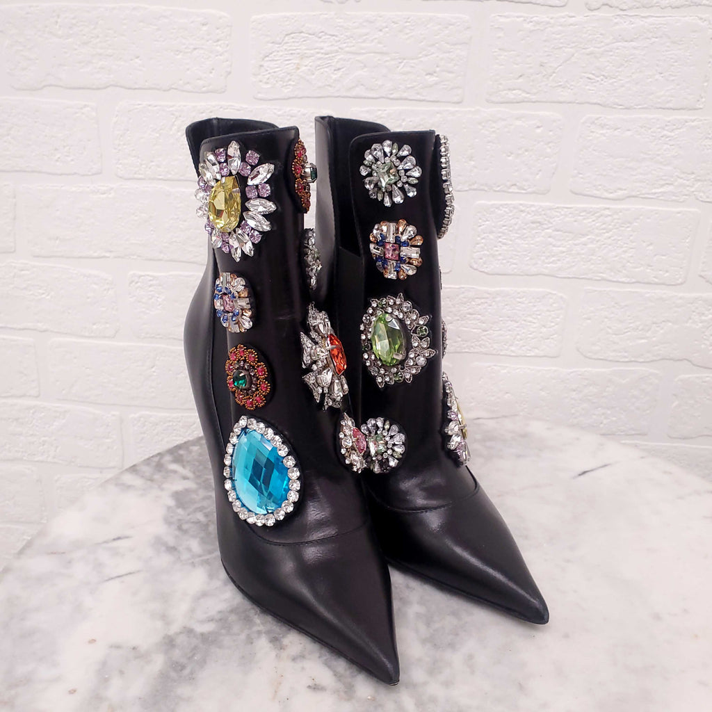 MOSCHINO RUNWAY CRYSTAL BOOTS - SIZE 38