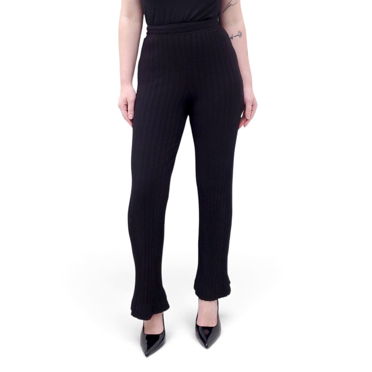 MOTHER MOVE IT BLACK RIBBED SWEATPANTS - SIZE S