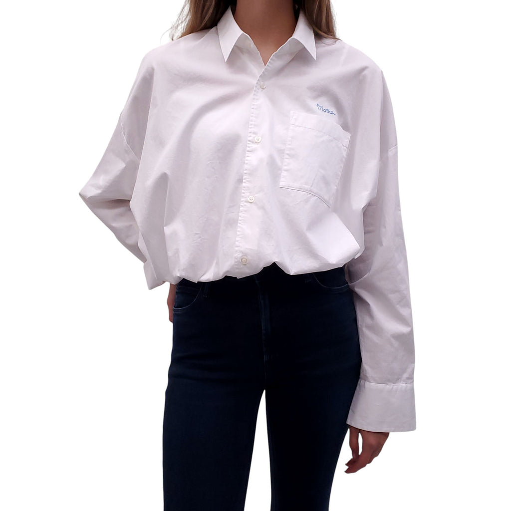 MOTHER WHITE COTTON LOGO BLOUSE - SIZE S