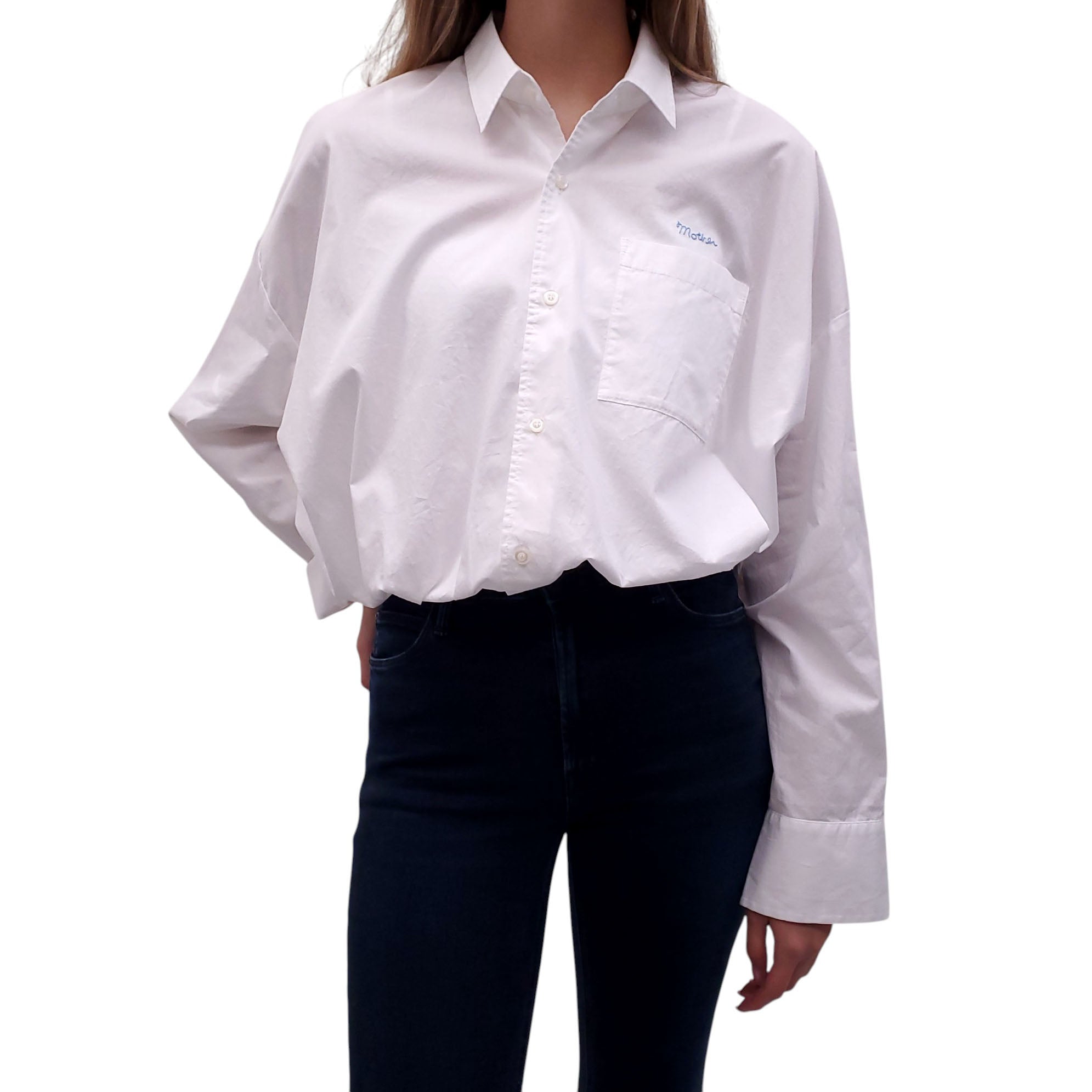 MOTHER WHITE COTTON LOGO BLOUSE - SIZE S