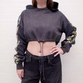 MR & MRS GREY CROPPED SWEATSHIRT WITH ARMY SEQUIN DETAIL - SIZE S
