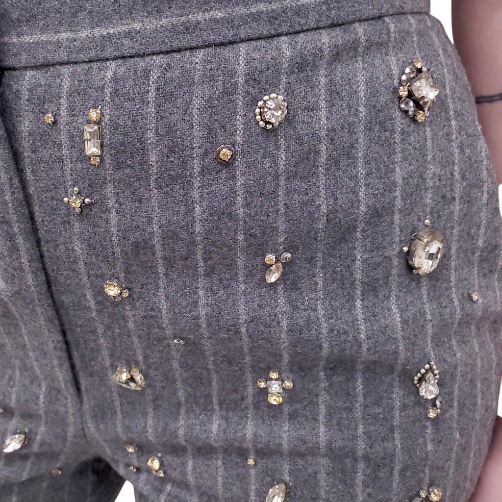 MSGM CRYSTAL EMBELLISHED PIN STRIPE TROUSERS - SIZE 40