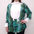 MSGM SNAKEPRINT BLOUSE WITH WHITE TUXEDO FRONT PLACKET AND COLLAR - SIZE 40