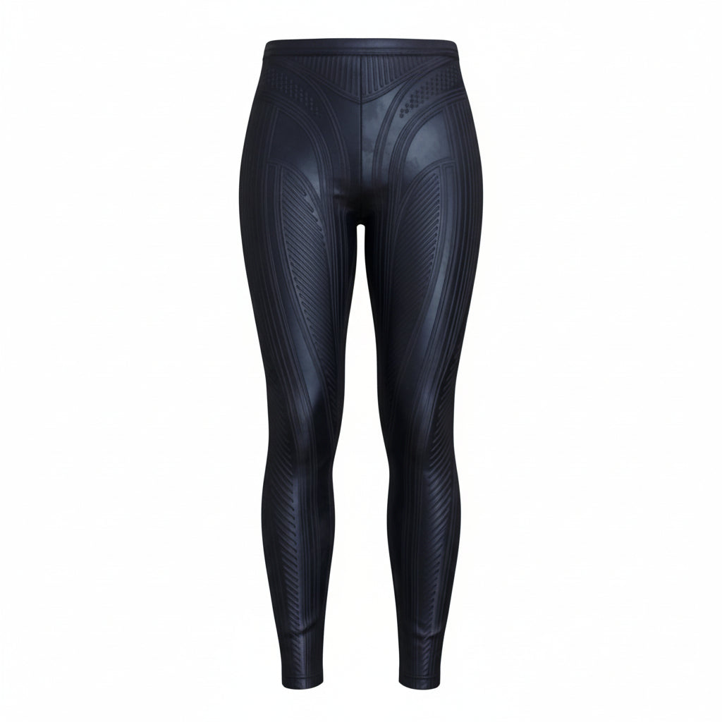 MUGLER BLACK COATED LEGGINGS - SIZE 36