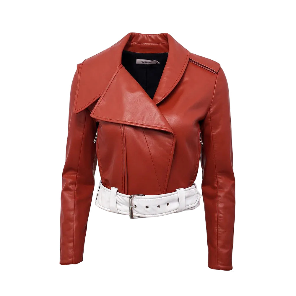 MUGLER LEATHER JACKET - SIZE 36