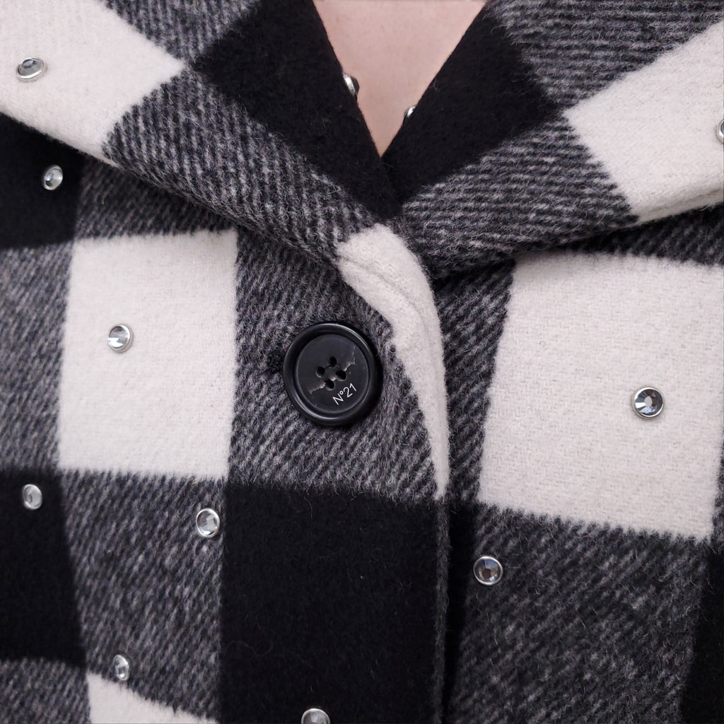 N21 PLAID COAT WITH STUDDED DETAILS - SIZE 46