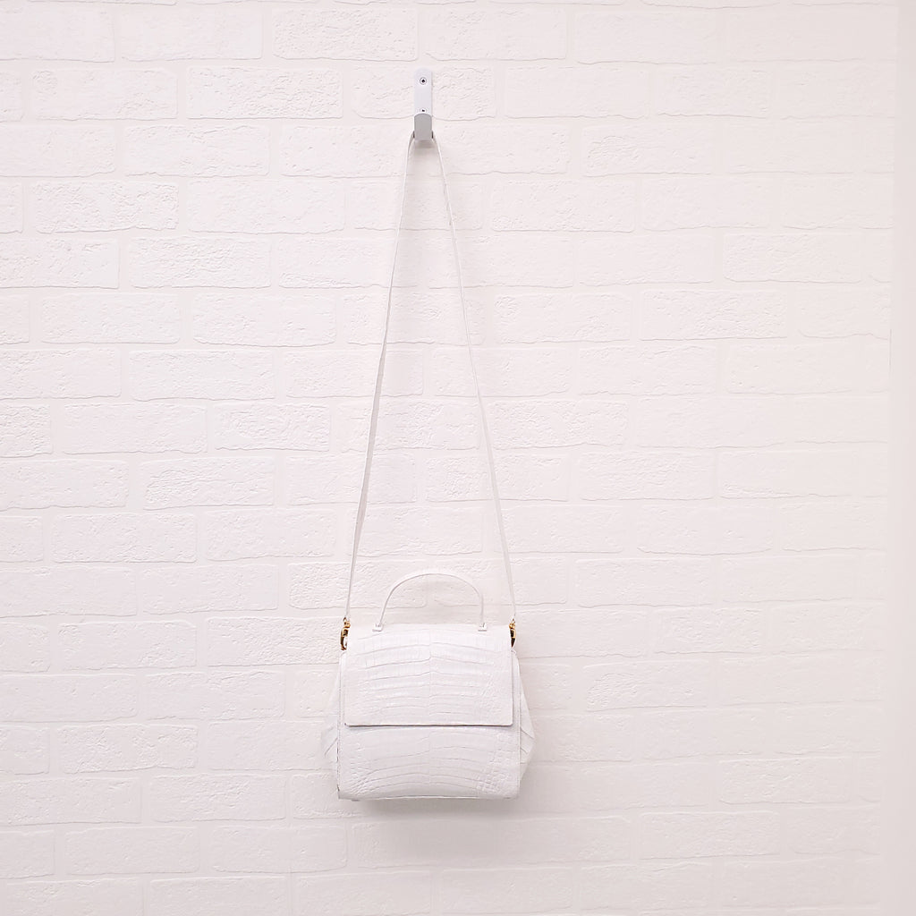 NANCY GONZALEZ WHITE CROCODILE CROSSBODY BAG