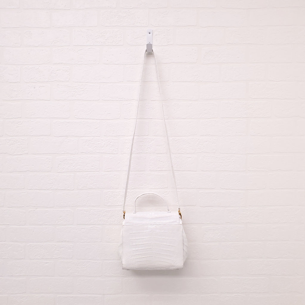 NANCY GONZALEZ WHITE CROCODILE CROSSBODY BAG