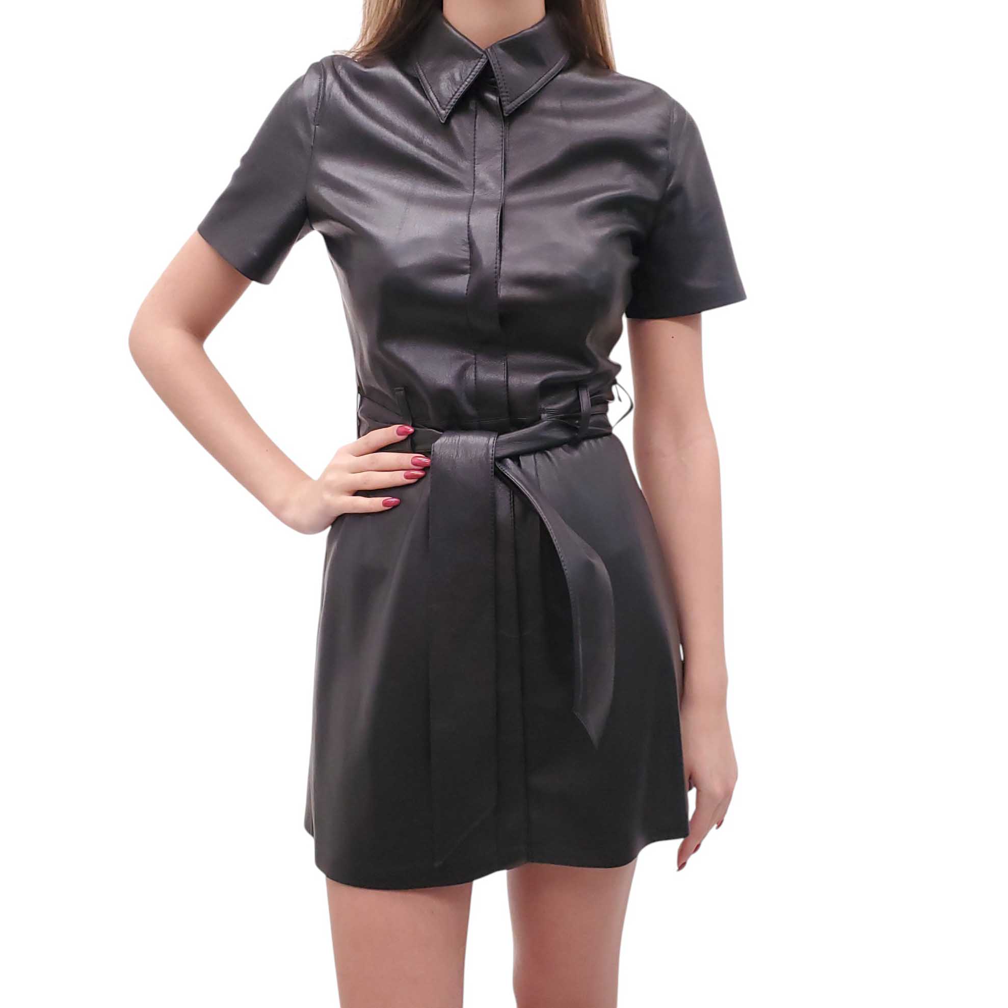 NANUSHKA VEGAN LEATHER BLACK DRESS - SIZE XS