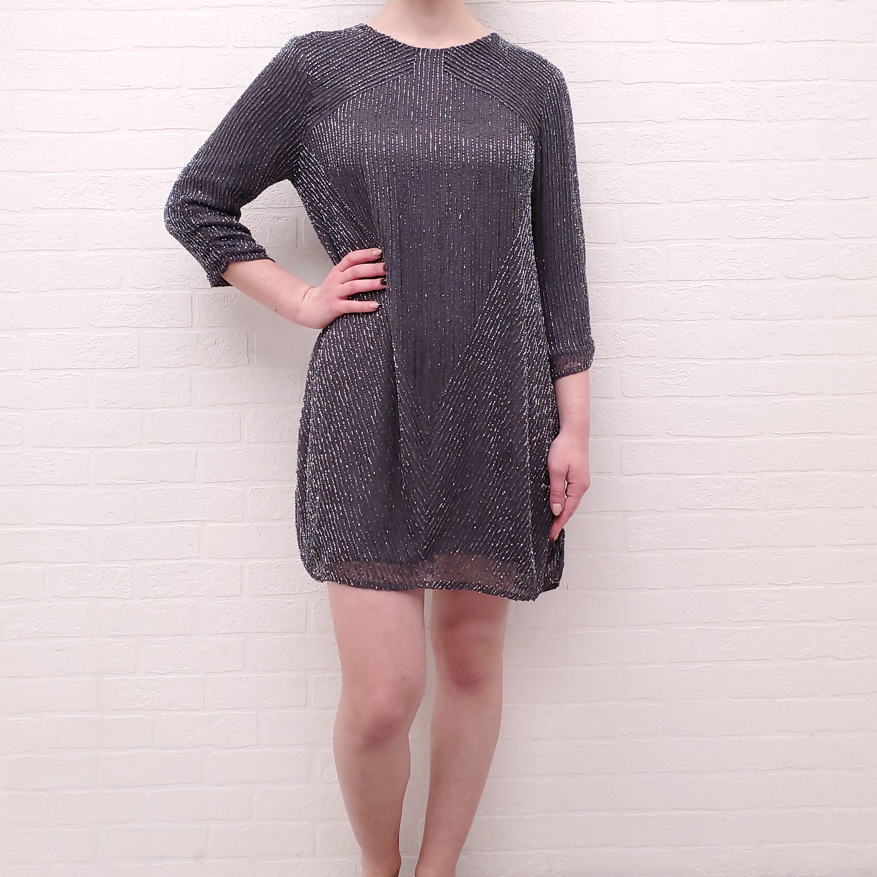 PARKER GREY SEQUIN DRESS - SIZE L