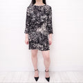 NILI LOTAN BLACK AND WHITE PRINTED LONG SLEEVE DRESS - SIZE XS